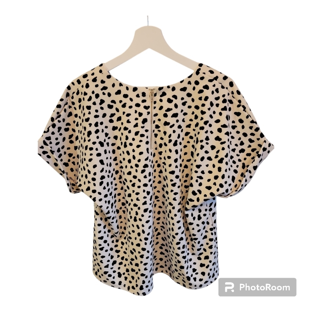 NWOT MELLODAY Animal Print Short Sleeves Blouse - Picture 8 of 9
